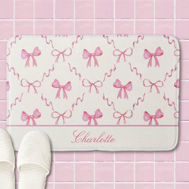 Alfombra de baño Coquette con lazo rosa