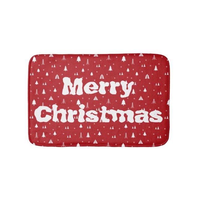 Alfombra de baño de árboles de Navidad y copos de  (Anverso)