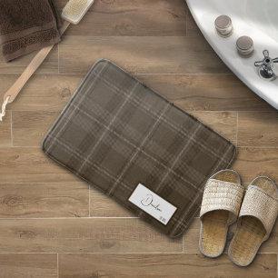 Alfombra de baño de cuadros moderna morena