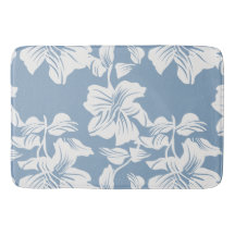 Alfombra de baño de felpa con diseño floral en azu