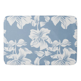 Alfombra de baño de felpa con diseño floral en azu