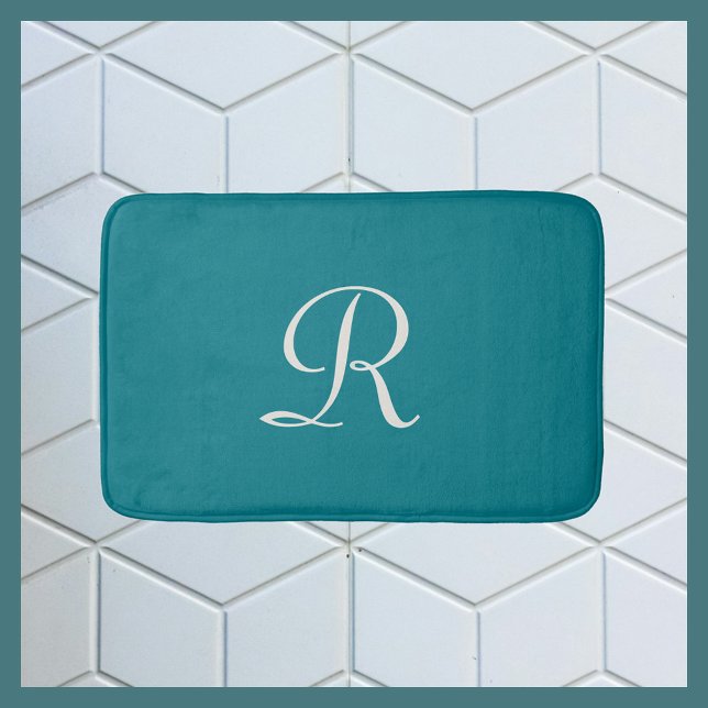 Alfombra de baño de felpa con monograma de moda Bi (Subido por el creador)