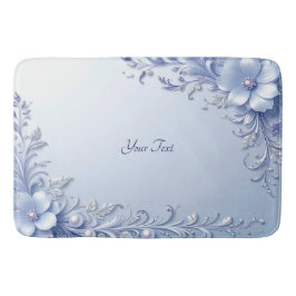 Alfombra de Baño de Flores Ornamentadas Azules con