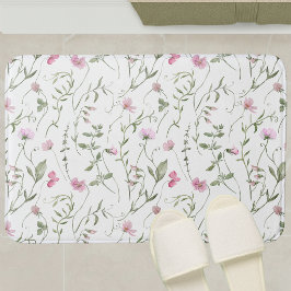 Alfombra de baño de flores silvestres de acuarela
