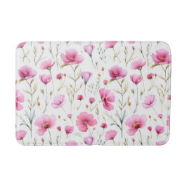 Alfombra de baño de flores silvestres en acuarela 