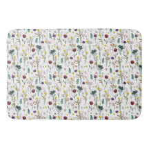 Alfombra de baño de flores silvestres vibrantes