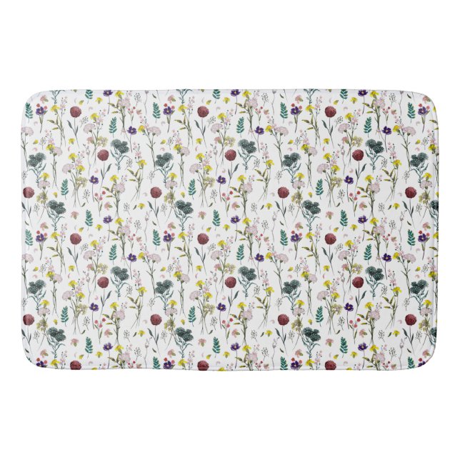 Alfombra de baño de flores silvestres vibrantes (Anverso)