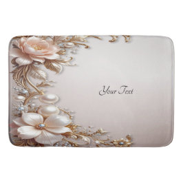 Alfombra de Baño de Flores Suaves Rosadas y Blanca