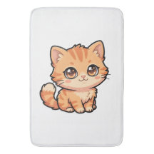 Alfombra de baño de gatito atigrado naranja lindo