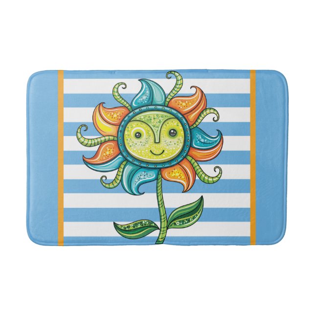 Alfombra de baño de girasol azul (Anverso)