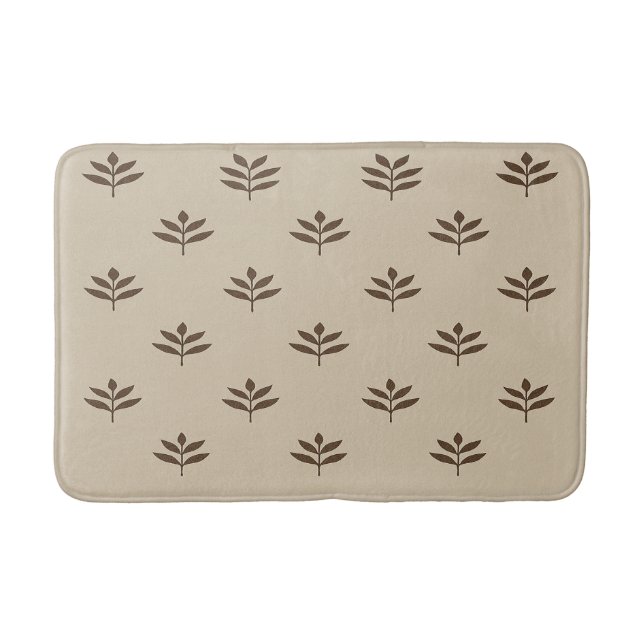 Alfombra de baño de hojas beige y marrón (Anverso)