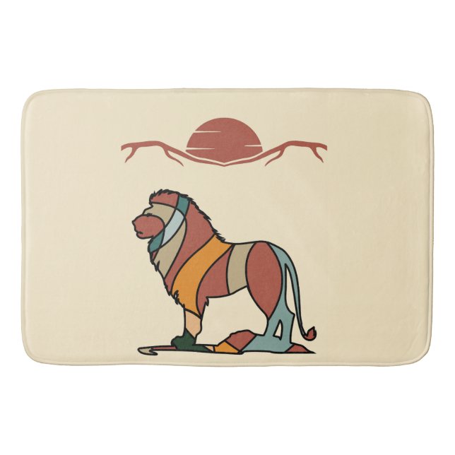 Alfombra de baño de león | Decoración de vida silv (Anverso)