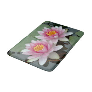 Alfombra de baño de loto de nenúfar flotante rosa