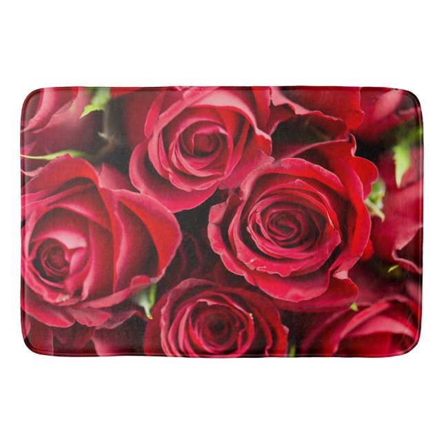 Alfombra de baño de lujo Rosas Rojas (Anverso)