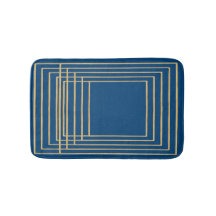 Alfombra de baño de marcos elegantes de azul y dor