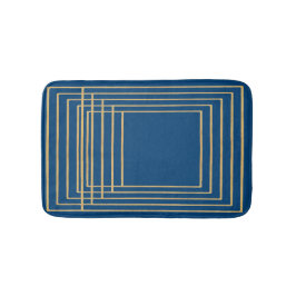 Alfombra de baño de marcos elegantes de azul y dor