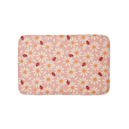 Alfombra de baño de mariquitas y margaritas