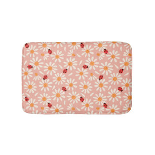 Alfombra de baño de mariquitas y margaritas