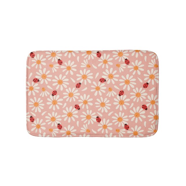 Alfombra de baño de mariquitas y margaritas (Anverso)