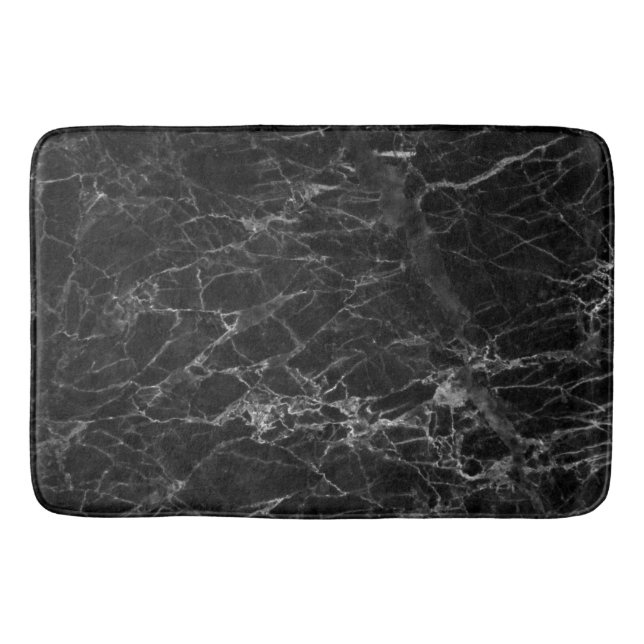 Alfombra de baño de mármol falso negro gris y blan (Anverso)