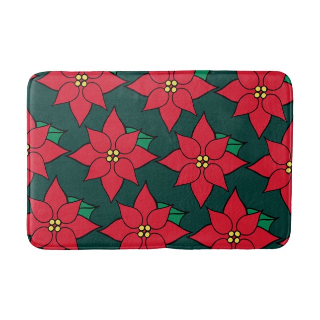 Alfombra de baño de Navidades rojos Poinsettia (Anverso)
