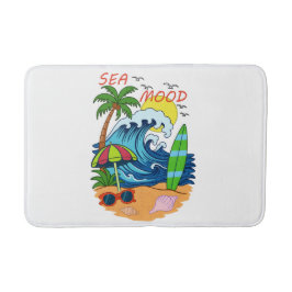Alfombra de baño de ola y palmera