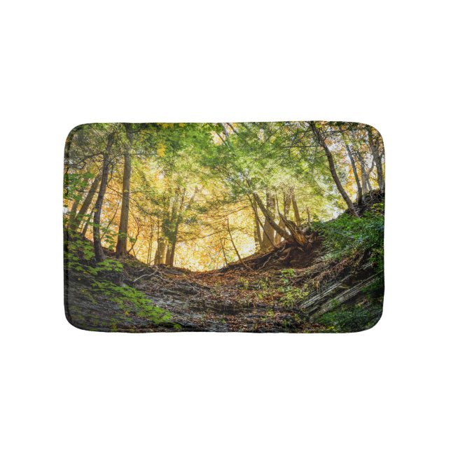 Alfombra de baño de puesta de sol en el bosque (Anverso)