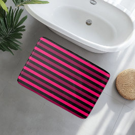 Alfombra de baño de rayas magenta y negras