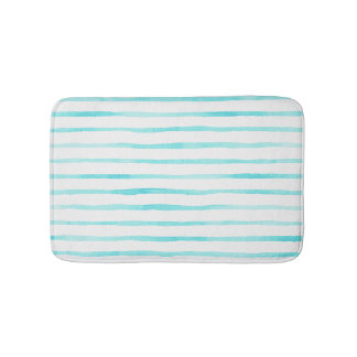 Alfombra de baño de rayas turquesas costeras