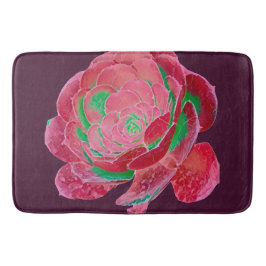 Alfombra de baño de rosa suculenta rosa y verde ne