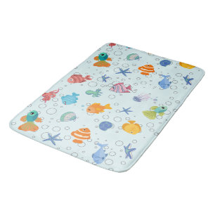 Alfombra de baño de vida marina submarina linda