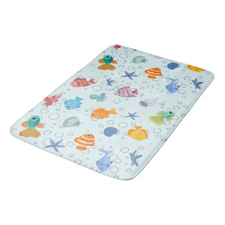 Alfombra de baño de vida marina submarina linda