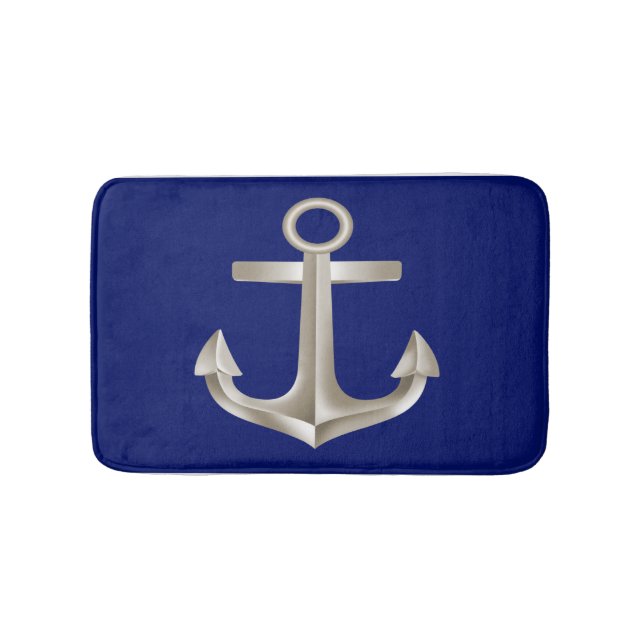 Alfombra de baño del ancla de los azules marinos (Anverso)