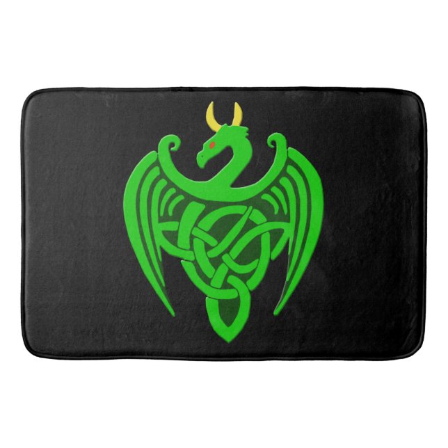 Alfombra de baño del dragón celta verde (Anverso)