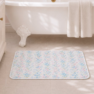 Alfombra de baño floral azul elegante