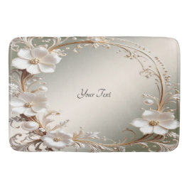 Alfombra de Baño Floral Blanca Ornata