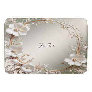 Alfombra de Baño Floral Blanca Ornata