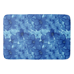 Alfombra de baño floral de acuarela azul refrescan