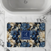 Alfombra de baño floral de flores de la Marina de