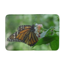 Alfombra de baño floral de mariposa monarca