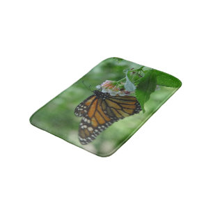 Alfombra de baño floral de mariposa monarca
