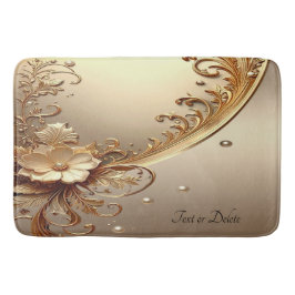 Alfombra de baño floral dorada ornamentada