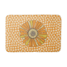 Alfombra de baño floral naranja retro