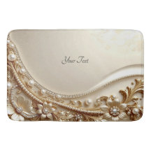 Alfombra de baño floral ornamentada en oro elegant