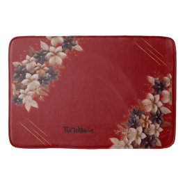 Alfombra de Baño Geométrica Floral Roja