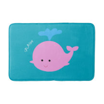 Alfombra de baño gráfica de ballena rosa