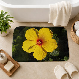 Alfombra de baño grande de flor de hibisco amarill
