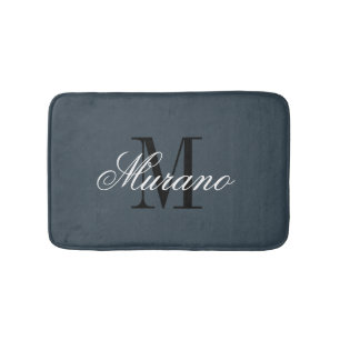 Alfombra de baño gris carbón con elegante monogram