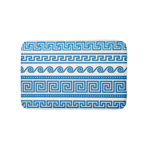 Alfombra de baño llave griega azul