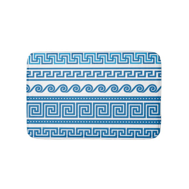 Alfombra de baño llave griega azul (Anverso)
